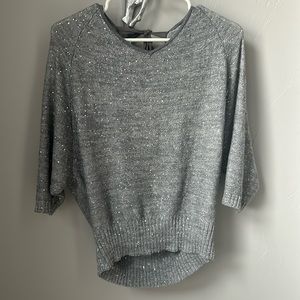 Ann Taylor LOFT medium silver sweater with sequin detail good condition